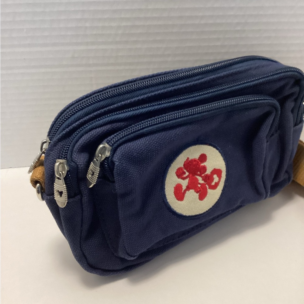 Disney Parks Mickey Mouse Navy Blue Crossbody Bag with Tan Strap or Fanny Pack - Picture 2 of 5